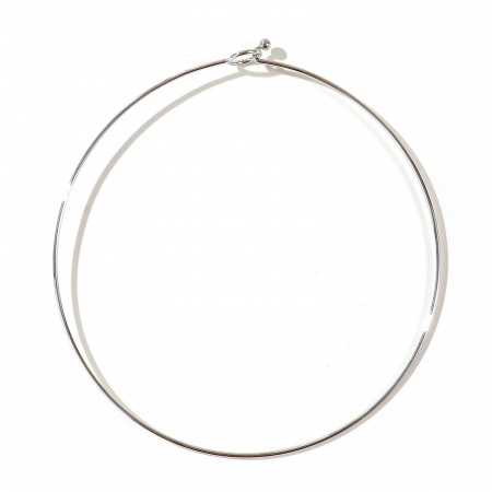 Picture of Wholesale Collar Neck Ring Necklace, Platinum Plated Brass Women's Simple Stylish Gift Jewelry For Retailer, 46cm(18.1") long, 2mm, 1 Piece