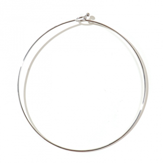 Immagine di Collana Girocollo All'Ingrosso, Platino Placcato Ottone Donne Semplice Elegante Regalo Gioielli Per Rivenditore, 46cm Lunghezza, 2mm, 1 Pz