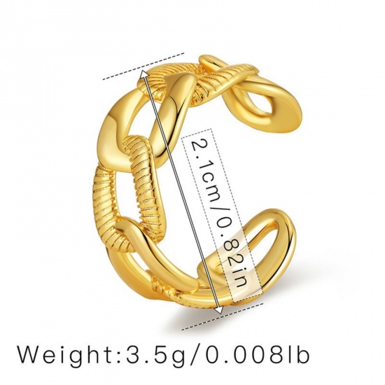Bild von Großhandel Frauen Geschenk Offen Verstellbar Ring, 18K Vergoldet Messing, Ins Stil Stilvoll Schmuckbedarf, 17.3mm（US Größe:7), 1 Stück