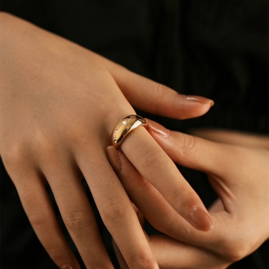 Bild von Großhandel Frauen Geschenk Offen Verstellbar Ring, 18K Vergoldet Messing, Ins Stil Stilvoll Schmuckbedarf, 17.3mm（US Größe:7), 1 Stück