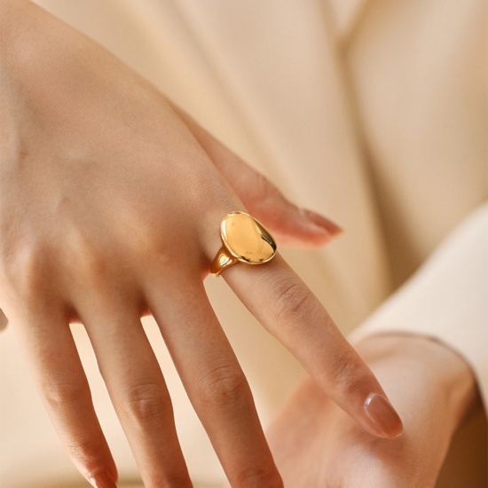 Bild von Großhandel Frauen Geschenk Offen Verstellbar Ring, 18K Vergoldet Messing, Ins Stil Stilvoll Schmuckbedarf, 17.3mm（US Größe:7), 1 Stück