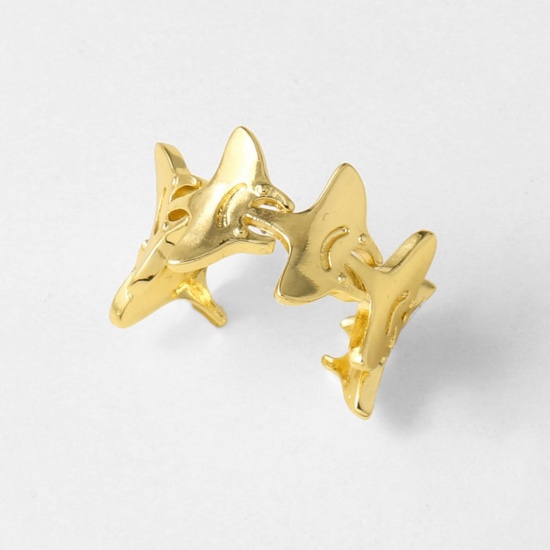 Picture of Wholesale Women's Gift Fish Animal Open Adjustable Rings, 18K Gold Plated Brass, Stylish Bohemia Boho Jewelry Supply, 17.1mm(US size 6.75), 1 Piece