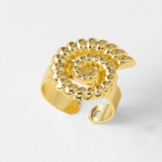 Picture of Wholesale Women's Gift Conch/ Sea Snail Open Adjustable Rings, 18K Gold Plated Brass, Stylish Bohemia Boho Jewelry Supply, 17.1mm(US size 6.75), 1 Piece
