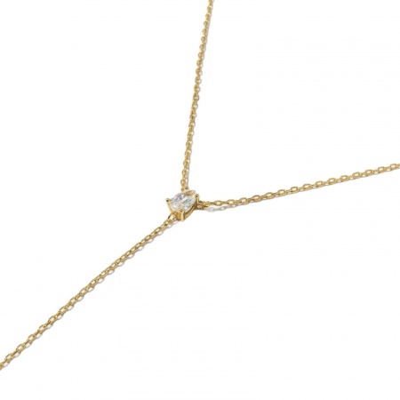 Picture of Wholesale Drop Tassel Clear Cubic Zirconia Necklace, 14K Gold Plated Brass Link Cable Chain, Women's Exquisite Stylish Gift Jewelry For Retailer, 55cm(21.7") long, 1 Piece