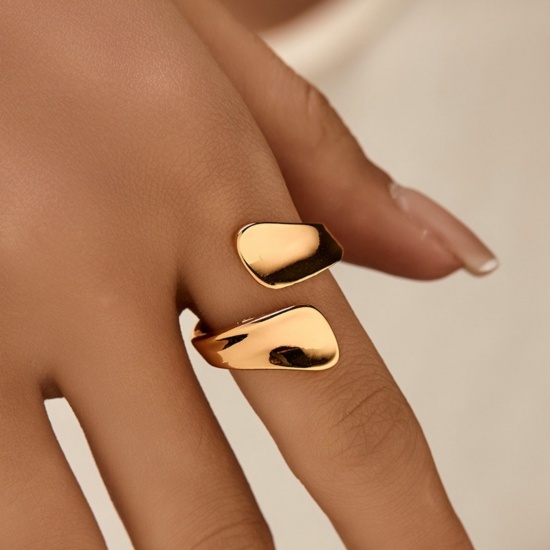Picture of Wholesale Women's Gift Open Adjustable Rings, 18K Gold Plated Brass, Stylish Ins Style Jewelry Supply, 17.3mm(US Size 7), 1 Piece