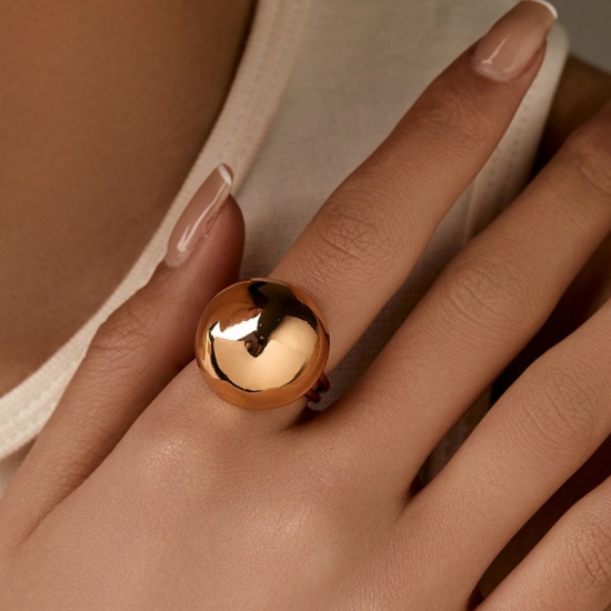 Picture of Wholesale Women's Gift Open Adjustable Rings, 18K Gold Plated Brass, Stylish Ins Style Jewelry Supply, 17.3mm(US Size 7), 1 Piece