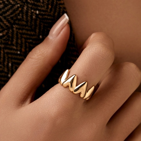 Picture of Wholesale Women's Gift Open Adjustable Rings, 18K Gold Plated Brass, Stylish Ins Style Jewelry Supply, 17.3mm(US Size 7), 1 Piece