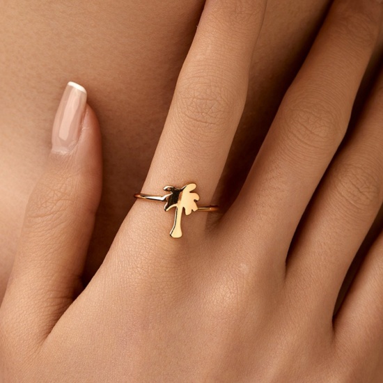 Picture of Wholesale Women's Gift Open Adjustable Rings, 18K Gold Plated Brass, Stylish Ins Style Jewelry Supply, 17.3mm(US Size 7), 1 Piece