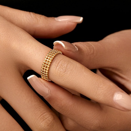 Picture of Wholesale Women's Gift Open Adjustable Rings, 18K Gold Plated Brass, Stylish Ins Style Jewelry Supply, 17.3mm(US Size 7), 1 Piece
