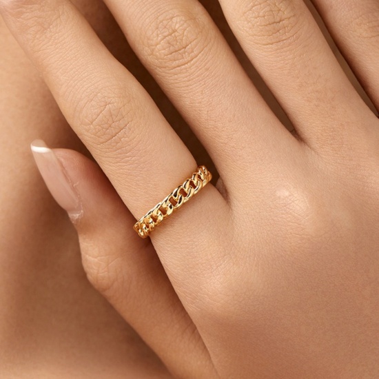 Picture of Wholesale Women's Gift Open Adjustable Rings, 18K Gold Plated Brass, Stylish Ins Style Jewelry Supply, 17.3mm(US Size 7), 1 Piece