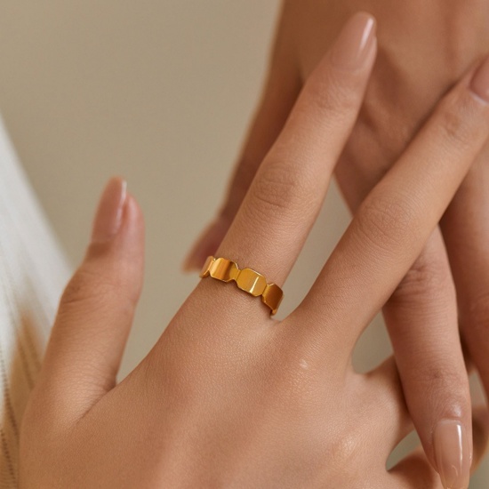 Picture of Wholesale Women's Gift Open Adjustable Rings, 18K Gold Plated Brass, Stylish Ins Style Jewelry Supply, 17.3mm(US Size 7), 1 Piece