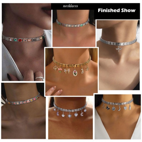 1 個 304ステンレス鋼 海ジュエリー イタリアンチャームリンク DIY モジュラーブレスレット・時計用 卸売り シルバートーン 多色 エナメル 長方形 ハンモック 10mmx 9mm、 の画像