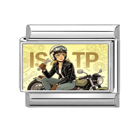 Picture of 1 Piece 304 Stainless Steel MBTI Personality Type Italian Charm Links For DIY Modular Bracelet Watch Jewelry Making Wholesale Silver Tone Yellow Rectangle Girl Message " ISTP " 10mm x 9mm