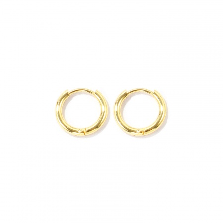 Imagen de Punk Minimalista Aros De Aro Abrazador Al Por Mayor, Ronda Llana 18K Oro Real Chapado Latón, Unisex Respetuoso del Medio Ambiente Regalo Suministro de Joyería, 14mm Dia., Tamaño del Poste/Cable: 1mm(18 gauge), 2 Unidades
