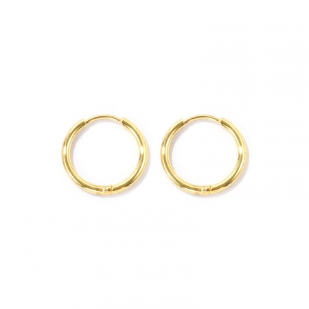 Image de Boucles d'Oreilles Créole Huggie En Gros Plaqué Or Véritable 18K en Laiton, Punk Minimaliste Rond Vide Unisexe Respectueux de la Nature Cadeau Fournitures de Bijoux 18mm Dia., Taille du Poteau/ Fil: 1mm(taille 18), 2 Pcs