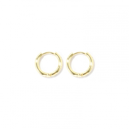 Imagen de Punk Minimalista Aros De Aro Abrazador Al Por Mayor, Ronda Llana 14K Oro Real Chapado Latón, Unisex Respetuoso del Medio Ambiente Regalo Suministro de Joyería, 14mm Dia., Tamaño del Poste/Cable: 1mm(18 gauge), 2 Unidades
