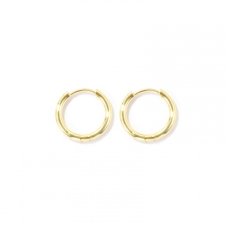 Imagen de Punk Minimalista Aros De Aro Abrazador Al Por Mayor, Ronda Llana 14K Oro Real Chapado Latón, Unisex Respetuoso del Medio Ambiente Regalo Suministro de Joyería, 16mm Dia., Tamaño del Poste/Cable: 1mm(18 gauge), 2 Unidades