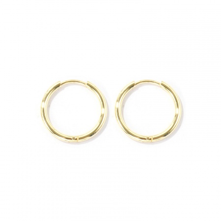 Bild von Großhandel Punk Minimalistisch Eng anliegende Hoop-Ohrringe, Rund Glänzend 14K Echtgold plattiert Messing, Unisex Umweltfreundlich Geschenk Schmuckbedarf, 20mm D., Stift-/Drahtgröße: 1mm(18 Gauge), 2 Stück