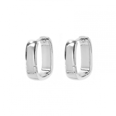 Imagen de Exquisito Elegante Aros De Aro Abrazador Al Por Mayor, Forma de U Llana Platino Chapado Latón, Unisex Regalo Suministro de Joyería, 17mm x 13mm, Tamaño del Poste/Cable: 0.9mm(19 gauge), 1 Par