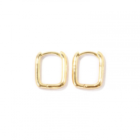 Bild von Großhandel Exquisit Stilvoll Eng anliegende Hoop-Ohrringe, Rechteck Glänzend 18K Vergoldet Messing, Unisex Geschenk Schmuckbedarf, 15mm x 12mm, Stift-/Drahtgröße: 1mm(18 Gauge), 1 Paar