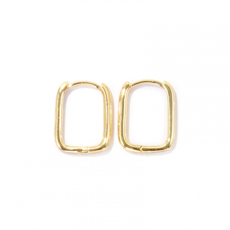 Bild von Großhandel Exquisit Stilvoll Eng anliegende Hoop-Ohrringe, Rechteck Glänzend 18K Vergoldet Messing, Unisex Geschenk Schmuckbedarf, 18mm x 13mm, Stift-/Drahtgröße: 1mm(18 Gauge), 1 Paar