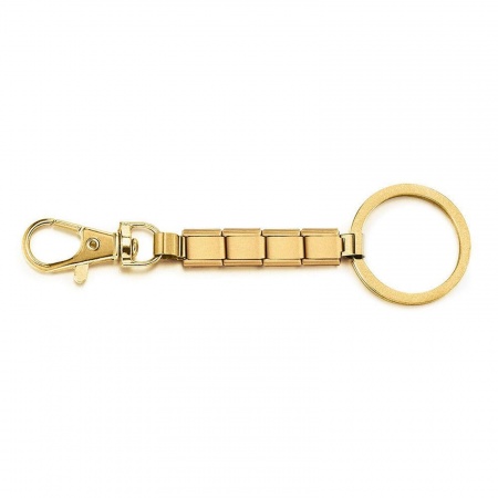 Picture of 1 Piece 304 Stainless Steel & Zinc Based Alloy Italian Charm Keychain & Keyring Wholesale 18K Gold Plated Detachable 10cm x 3cm