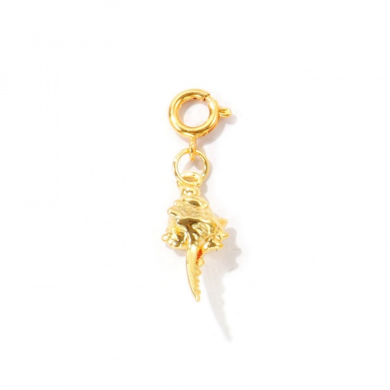 Bild von 1 Stück Umweltfreundlich Messing Anhänger Großhandel 18K Echtgold plattiert Muschel Mit Federringverschluss 3.3cm x 0.9cm