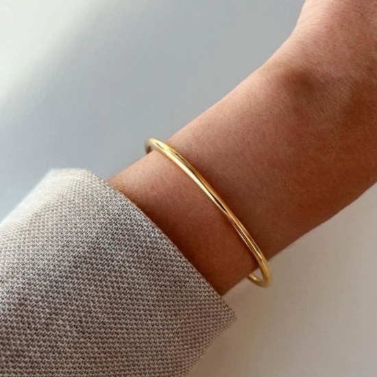 Imagen de Latón Brazalete Al Por Mayor, Chapado en Oro de 18K Mujeres Exquisito Elegante Regalo Suministro de Joyería, 20cm longitud, 1 Unidad