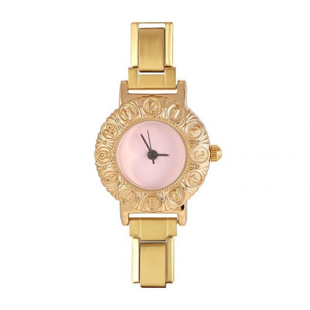 Picture of 1 Piece 304 Stainless Steel Exquisite Italian Charm Links Watch Face For DIY Jewelry Making, Round Pink Gold Plated - Wholesale, 5cm x 3.8cm