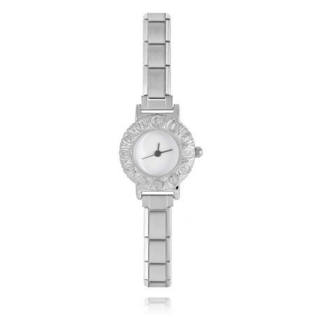 Picture of Wholesale White 304 Stainless Steel Italian Charm Links Modular Wrist Watch, Silver Tone Eco-friendly, Women's Casual Stylish Gift Jewelry Supply, 18.5cm(7 2/8") long, 1 Piece