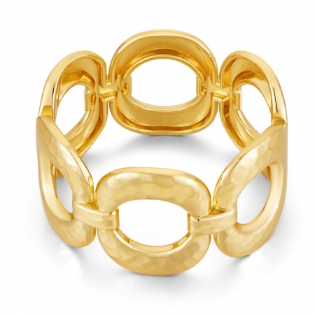 Immagine di Filigrana Ottone Braccialetto All'Ingrosso, Placcato Oro 14K Donne Retrò Elegante Regalo Fornitura di Gioielli, 6cm Dia., 1 Pz