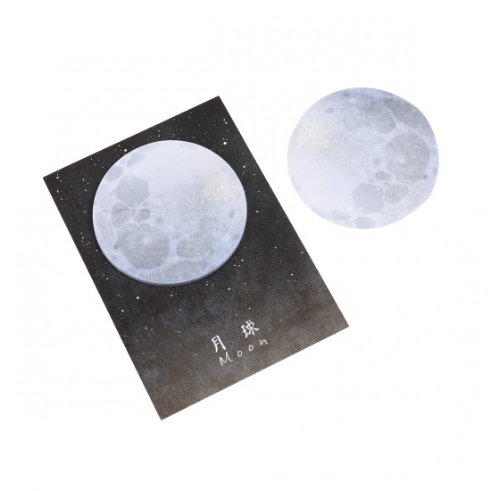 Picture of (30 Sheets) Paper Memo Sticky Note Silvery White Round Moon 7.5cm Dia., 1 Piece