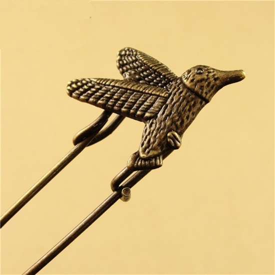 Bild von Brosche Eule Bronzefarbe 6cm x 2.9cm, 1 Stück