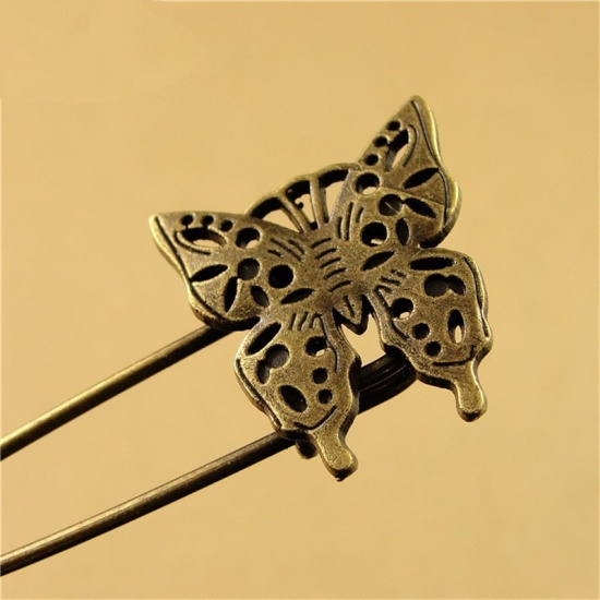 Bild von Brosche Schmetterling Bronzefarbe 5.6cm x 2.5cm, 1 Stück