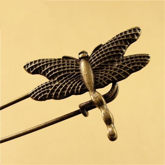 Image de Broche Epingle Fleur Bronze Antique 5.4cm x 2.3cm, 1 Pièce