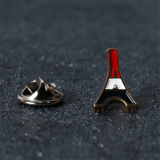 Picture of Pin Brooches Mustache Gold Plated Black 28mm x 9mm, 2 PCs