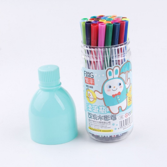Picture of Plastic Water Color Pen Brush Multicolor 16.2cm(6 3/8") x 0.8cm( 3/8"), 1 Box(36 Colours)