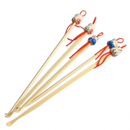 Bild von Bambus Wohnaccessoires Ohrenpflege Werkzeug Ohrlöffel Naturfarben Bunt Puppen 13cm lang, 5 Stück