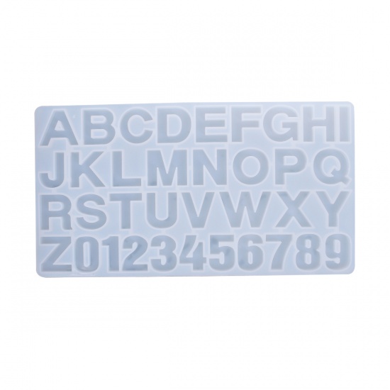 Imagen de Silicona Molde Rectángulo Blanco Alfabeto Inicial /Letras 36cm x 19.7cm, 1 Unidad