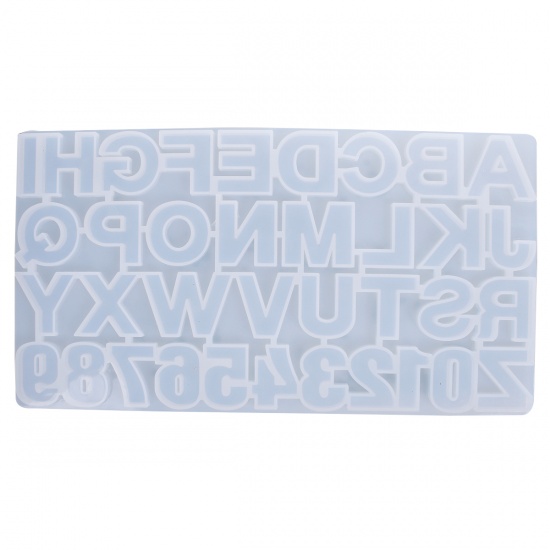 Picture of Silicone Resin Mold For Jewelry Making Rectangle White Initial Alphabet/ Letter 36cm(14 1/8") x 19.7cm(7 6/8"), 1 Piece