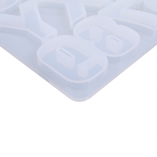 Picture of Silicone Resin Mold For Jewelry Making Rectangle White Initial Alphabet/ Letter 36cm(14 1/8") x 19.7cm(7 6/8"), 1 Piece