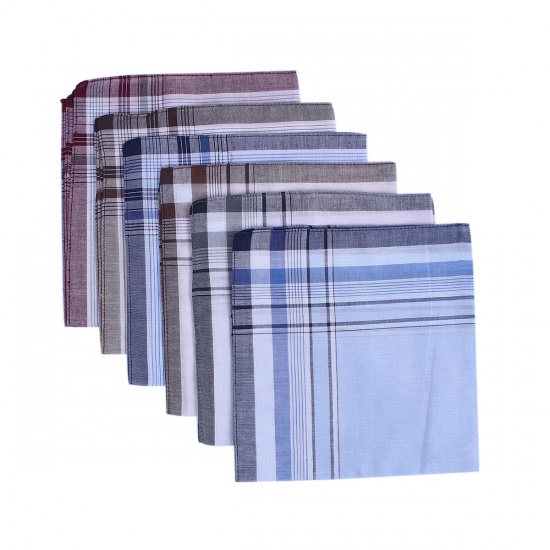 Immagine di Cotton Handkerchief  Square Mixed Color 38cm x 38cm, 6 Sheets
