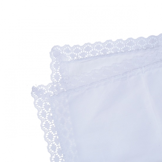 Picture of Cotton Handkerchief Square Lace White 26cm x 25cm, 6 Sheets