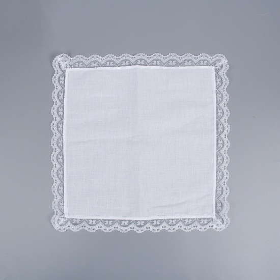 Picture of Cotton Home Textiles Handkerchief Rectangle White 26cm(10 2/8") x 25cm(9 7/8") , 6 PCs