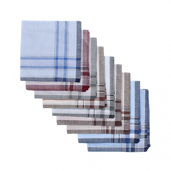 Bild von Cotton Men's Handkerchief Square Mixed Color 38cm x 38cm, 9 PCs