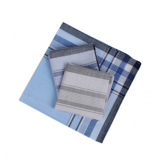 Immagine di Cotton Men's Handkerchief Square Mixed Color 38cm x 38cm, 9 PCs