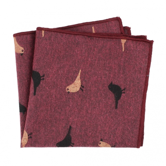 Immagine di Cotton Men's Handkerchief Square Bird Mixed Color 25cm x 25cm, 4 PCs