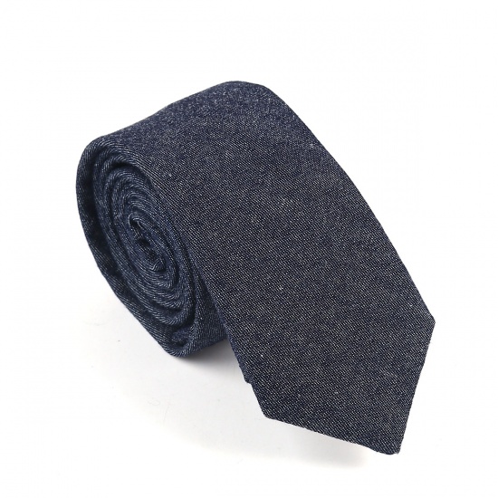 Picture of Cotton Men's Necktie Tie Navy Blue 145cm x 6cm, 1 Piece