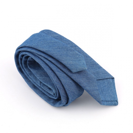Immagine di Cotton Men's Necktie Tie Blue 145cm x 6cm, 1 Piece