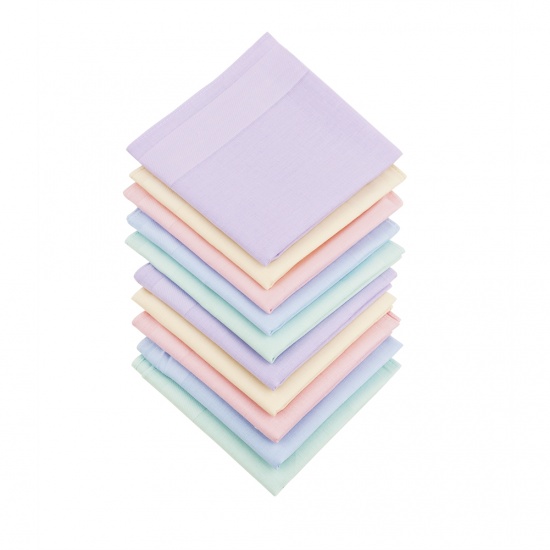 Immagine di Cotton Handkerchief  Square Mixed Color 40cm x 40cm, 10 PCs
